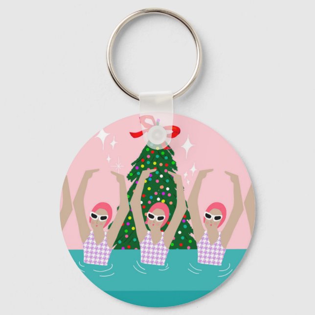 Chaveiro Custom Artistic Swimmers Illustration Christmas  (Frente)