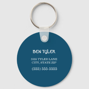 Chaveiro Custom Blue White Name Address Phone Keychain