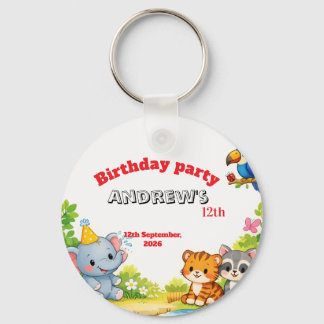 Chaveiro Custom Cartoon Animal Birthday Invitation 