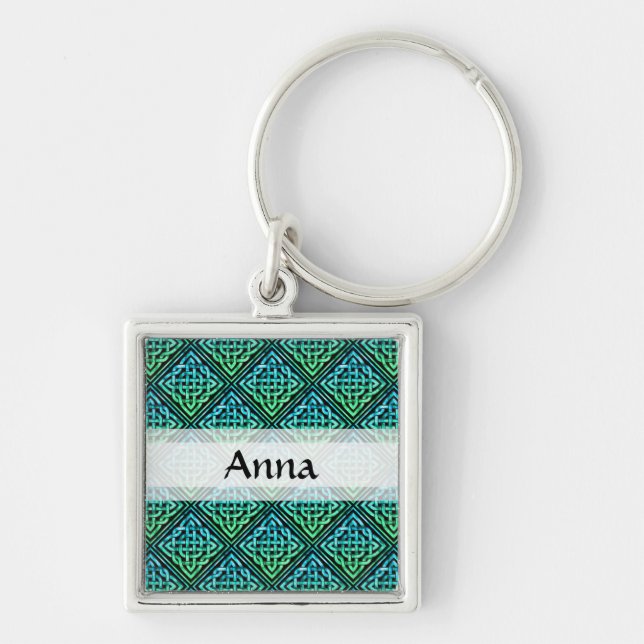 Chaveiro Custom Celtic Knot - Diamond Blue Green Keychain (Frente)