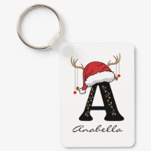 Custom Christmas Monogram Keychain for Coworkers