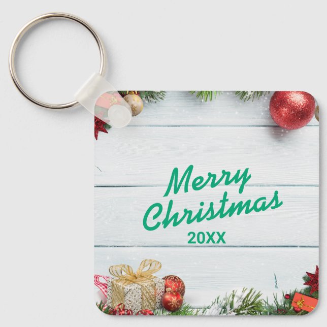 Chaveiro Custom Christmas Square Metal Keychain (Frente)