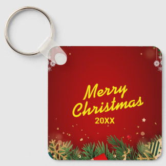 Chaveiro Custom Christmas Square Metal Keychain