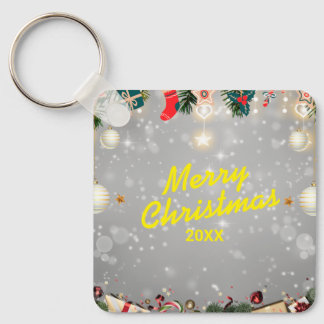 Chaveiro Custom Christmas Square Metal Keychain