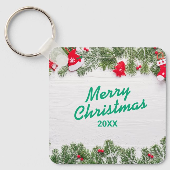 Chaveiro Custom Christmas Square Metal Keychain (Frente)