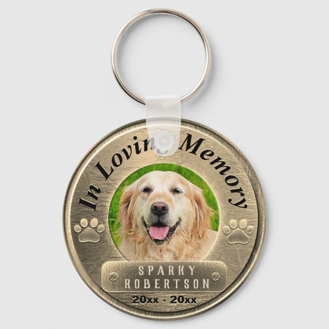 Chaveiro Custom Dog Memorial Gold Keychain (Frente)
