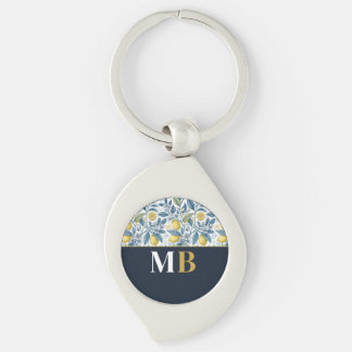 Chaveiro Custom Elegant Mediterranean Lemon Botanical Navy