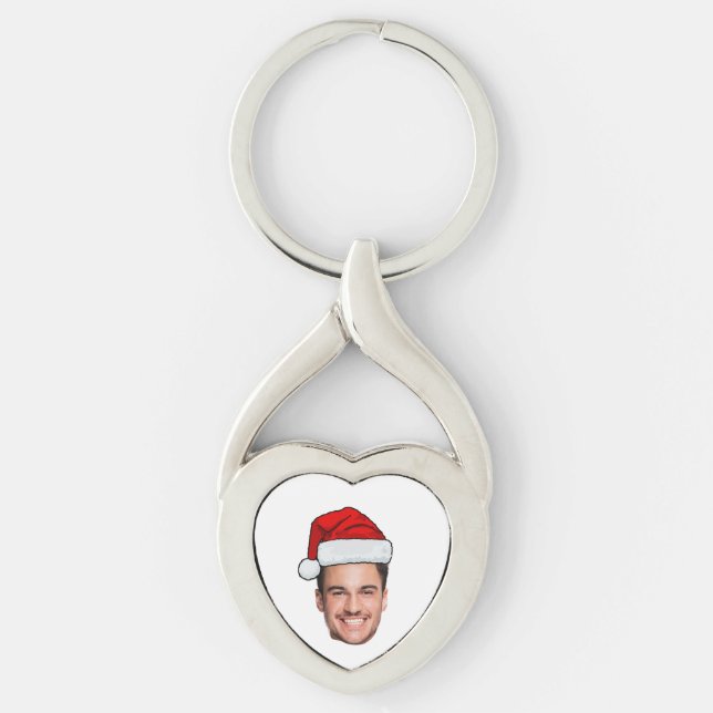 Chaveiro Custom Face Photo Santa Hat Christmas (Frente)