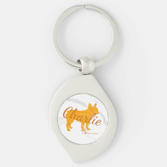 Chaveiro Custom French Bulldog Pastel Orange - Frenchie (Frente)