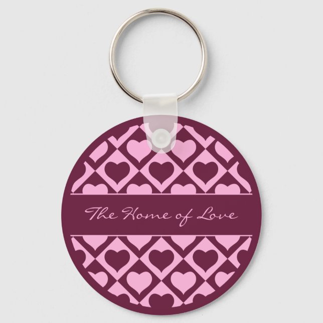Chaveiro Custom Heart Checkerboard Pattern Bordeaux Pink -  (Frente)