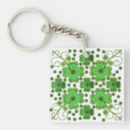 Chaveiro Custom Metallic Green Clover & Swirl Pattern 