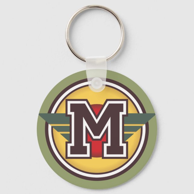 Chaveiro Custom Monogram Letter M Initial (Frente)