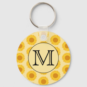Chaveiro Custom Monogram, with Yellow Sunflowers.