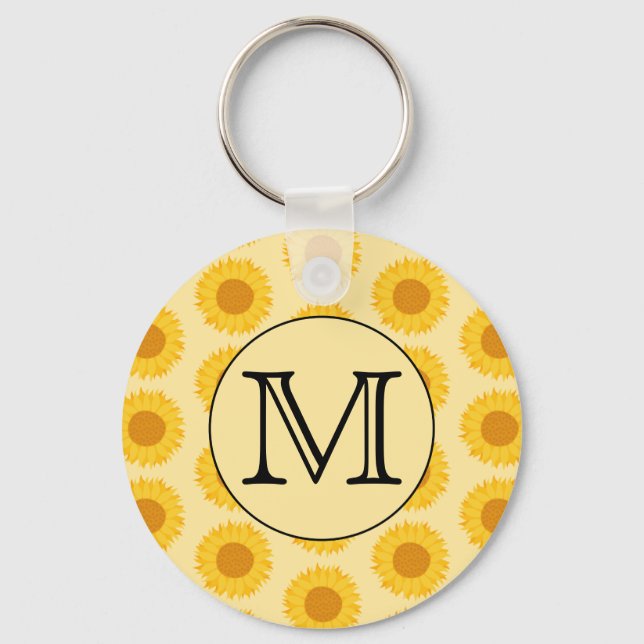 Chaveiro Custom Monogram, with Yellow Sunflowers. (Frente)