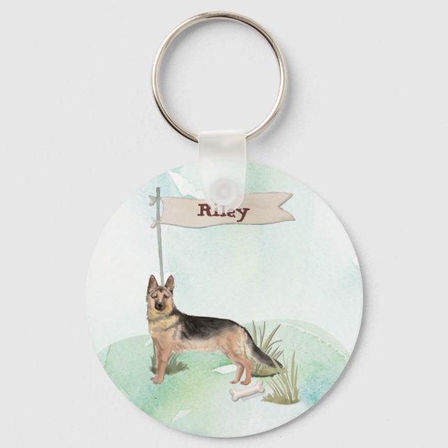 Chaveiro Custom Name German Shepherd Pet Dog (Frente)