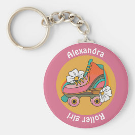 Chaveiro custom name roller skate girl pink girly keychain