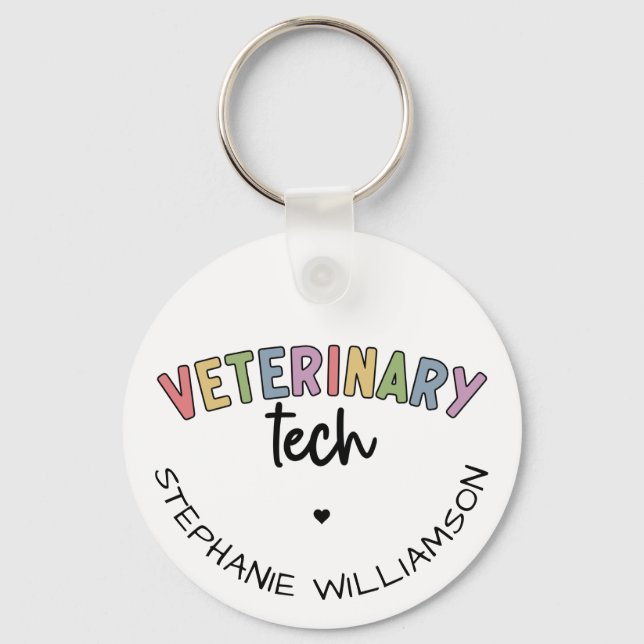 Chaveiro Custom Name Veterinary Tech | Vet Technician (Frente)
