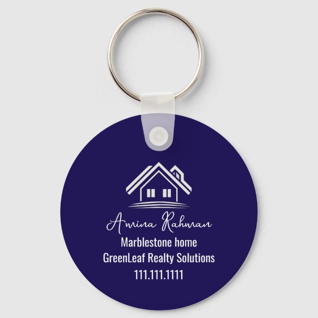 Chaveiro Custom Navy Blue Real Estate Realtor Keychains (Frente)