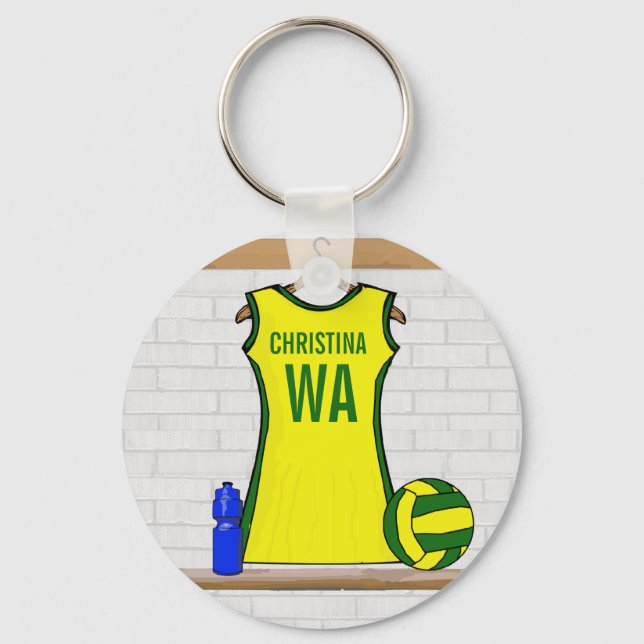 Chaveiro Custom Netball Uniform Yellow and Green (Frente)