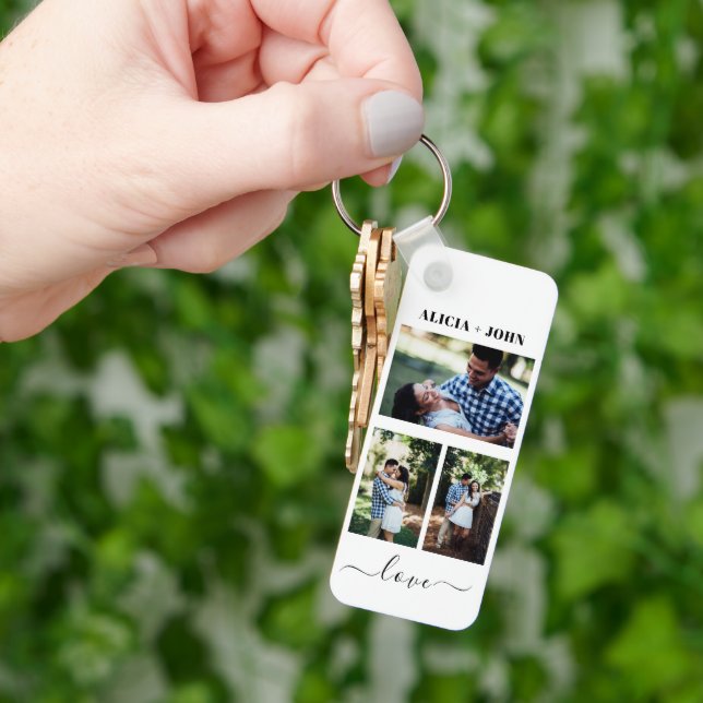 Chaveiro Custom Personalized Double Sided 3 Photo keychain (Mão)