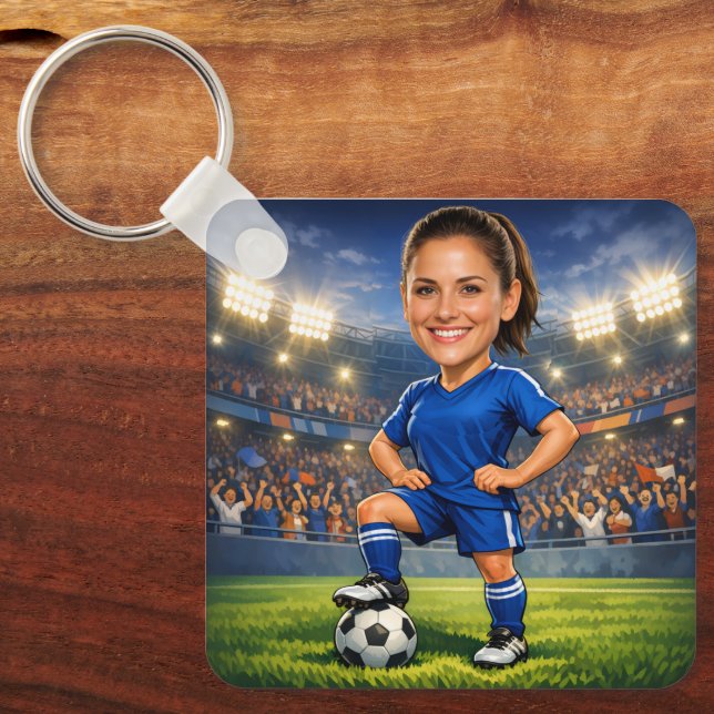 Chaveiro Custom Photo-Face Soccer/Football Star Caricature (Frente)
