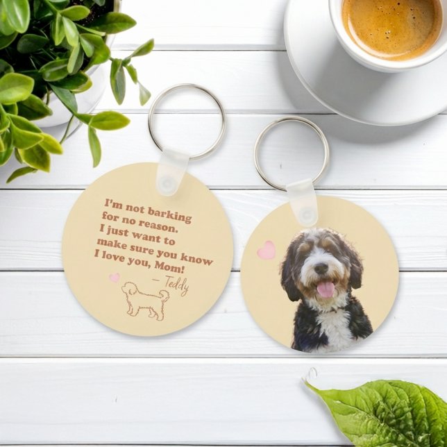 Chaveiro Custom Photo & Name Bernedoodle Mom Keychain Gift (Criador carregado)