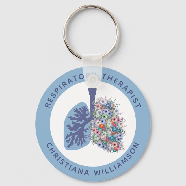 Chaveiro Custom Respiratory Therapist Floral Lungs Gift (Frente)