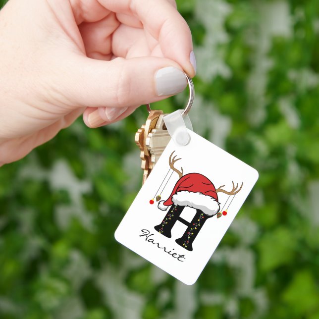 Chaveiro Custom Santa Alphabet Keychain Gift for Coworkers (Mão)