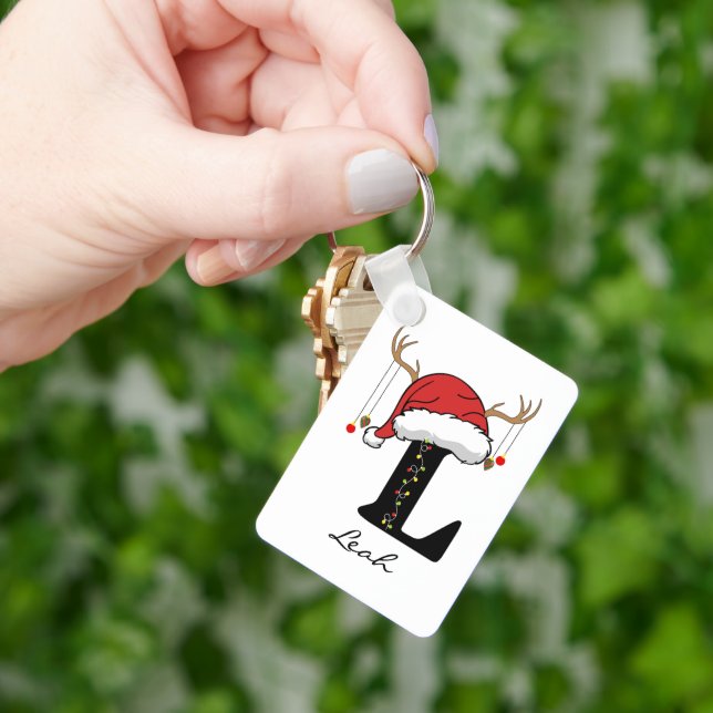 Chaveiro Custom Santa Monogram Keychain for Friends & Moms (Mão)