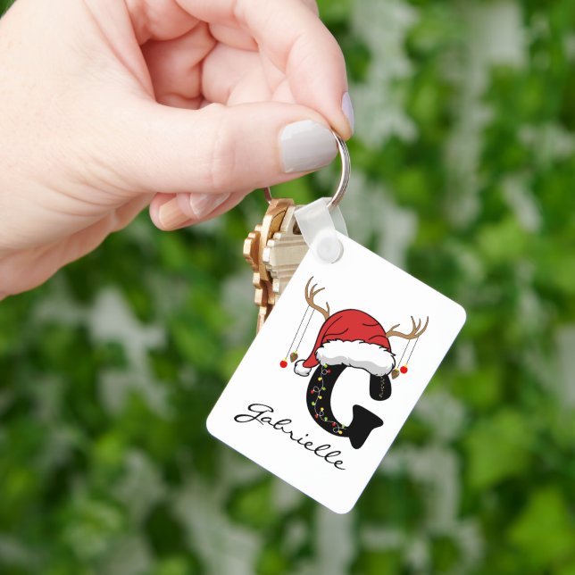 Chaveiro Custom Santa Monogram Keychain Gift for Friends (Mão)