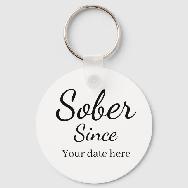 Chaveiro Custom “Sober Since” Keychain - Sobriety Date  (Frente)