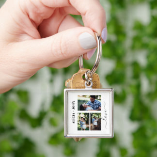 Chaveiro Custom Square Photo Keychain - Your Text Here Gift