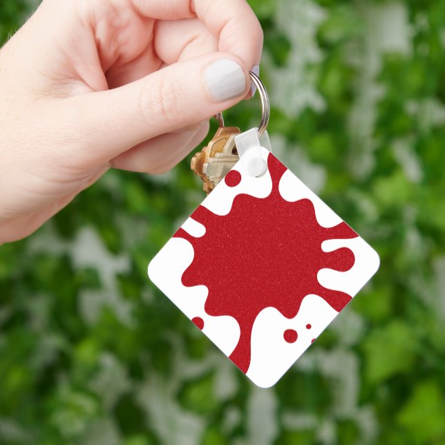 Chaveiro Custom White & Tomato Red Paint Splatter Keychain (Mão)