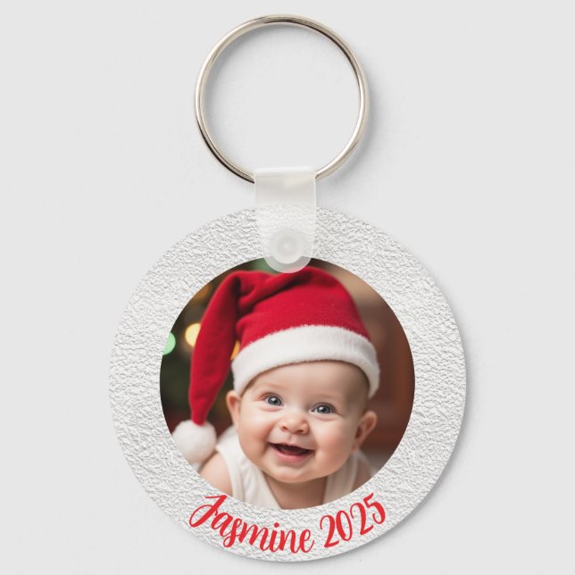Chaveiro Customisable Aluminium Circle baby First Christmas (Frente)