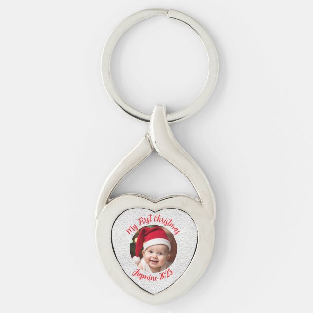 Chaveiro Customisable Twisted Heart Metal Baby First Xmas (Frente)