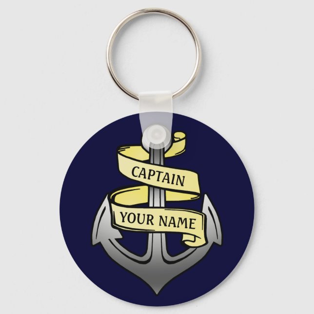 Chaveiro Customizable Ship Captain Your Name Anchor (Frente)