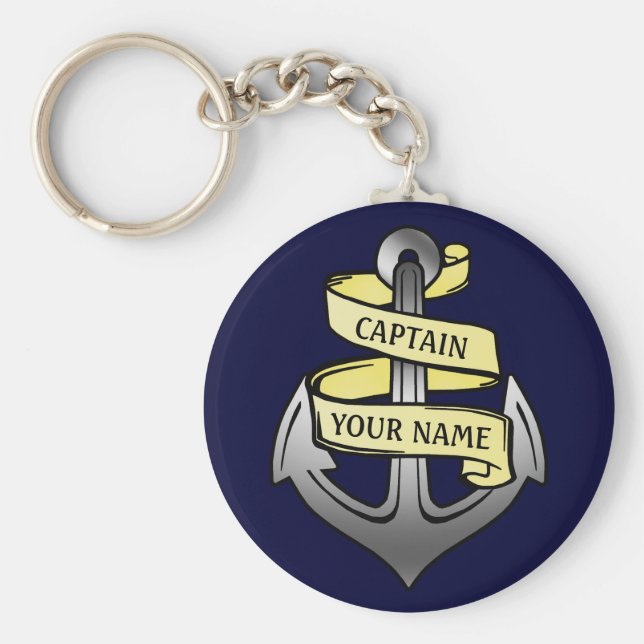 Chaveiro Customizable Ship Captain Your Name Anchor (Frente)