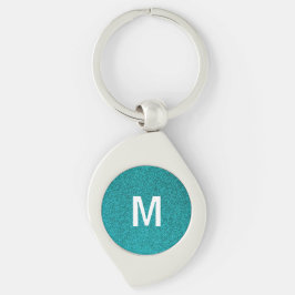 Chaveiro Customized  Blue Glitter Monogram 