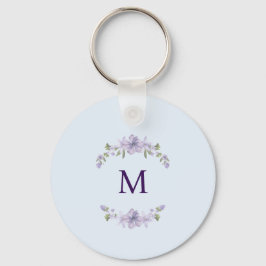 Chaveiro Customized Monogram Lavender Floral Minimal