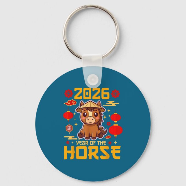 Chaveiro Cute 2026 Year Of The Horse Happy Chinese New Year (Frente)
