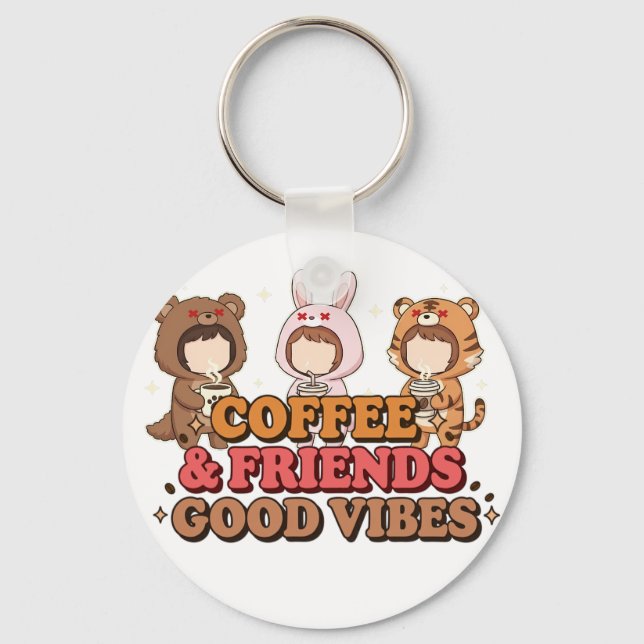 Chaveiro Cute Animal Friends Coffee Lovers (Frente)