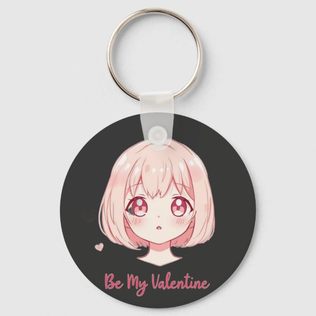Chaveiro Cute Anime Girl - Be My Valentine T-Shirt (Frente)