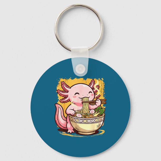 Chaveiro Cute Axolotl Eats Ramen Noodles Axolotls Ramen  (Frente)