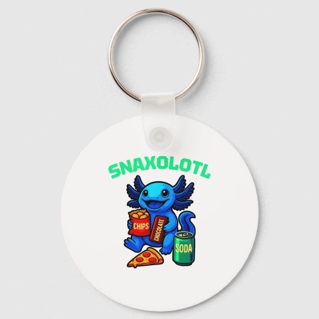 Chaveiro Cute Axolotl Funny Snaxolotl Snacks A Lot Axolotl  (Frente)