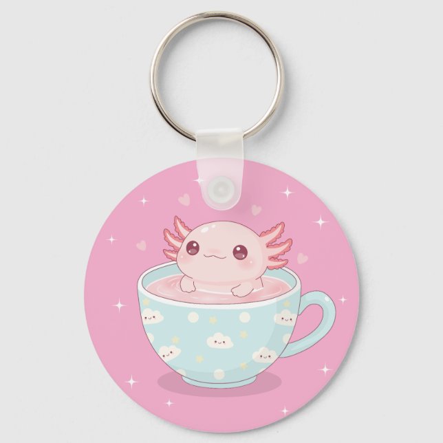 Chaveiro Cute axolotl in a cup (Frente)