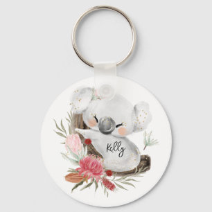Chaveiro Cute Baby Koala Dourado Speckle Nome Personalizado