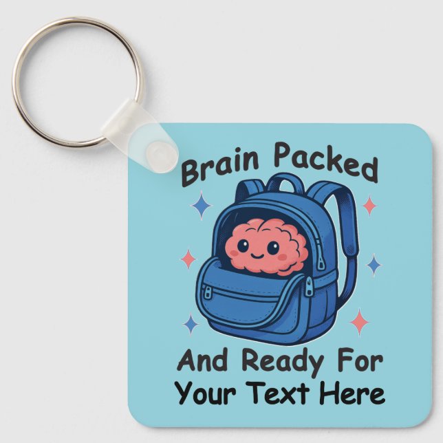 Chaveiro Cute Back-to-School Customizable “Brain Ready" (Frente)