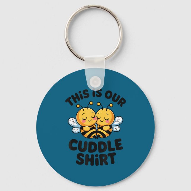 Chaveiro Cute Bee Couple Cuddle Funny Romantic  (Frente)