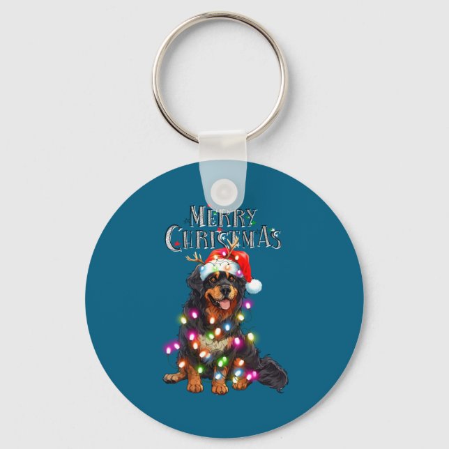 Chaveiro Cute Bernese Mountain Christmas Lights Xmas Dog Lo (Frente)