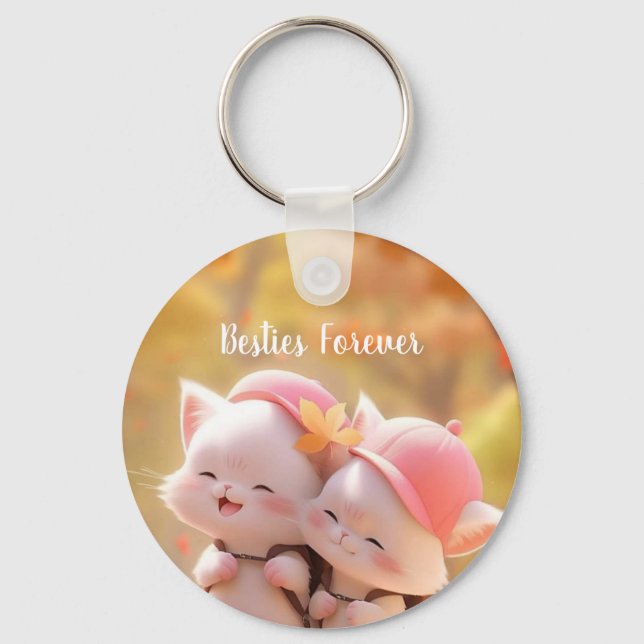 Chaveiro Cute Besties Forever Cat Keychain (Frente)
